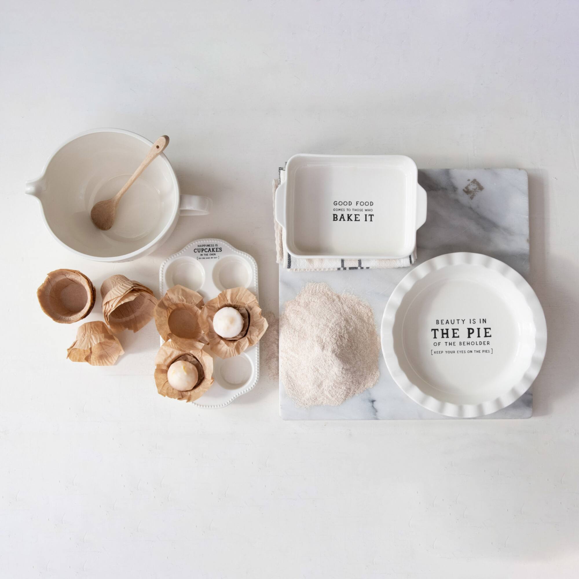 Hello Honey® 10.25" White Cooking Sentiment Stoneware Baker